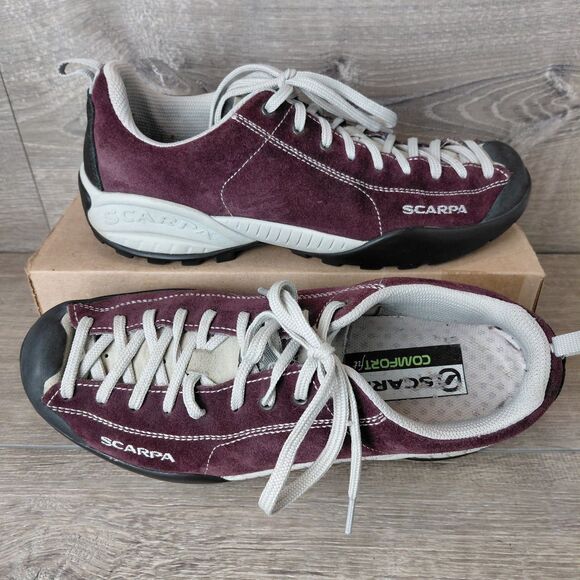 Scarpa Mojito Shoes Mens Size US 8 EU 41 Red Maroon Suede Outdoor Hiking Sneaker - Picture 1 of 12